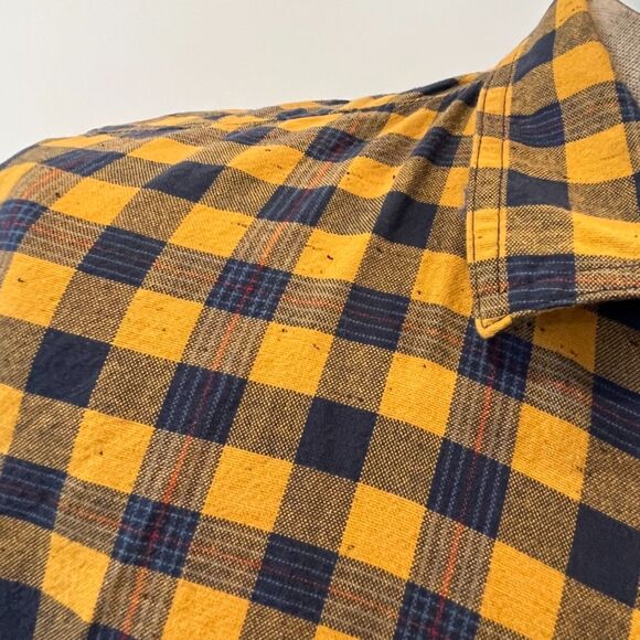 Levi's Navy Yellow Buffalo Check Plaid Button Front Shirt Men's Large Cotton - Picture 5 of 7